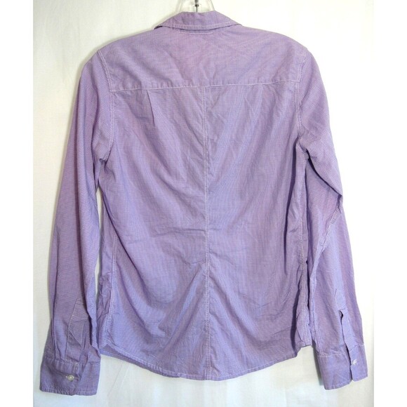 Frank & Eileen Barry Purple Checked Long Sleeve V Neck Shirt Size Small NWOT - Picture 2 of 2